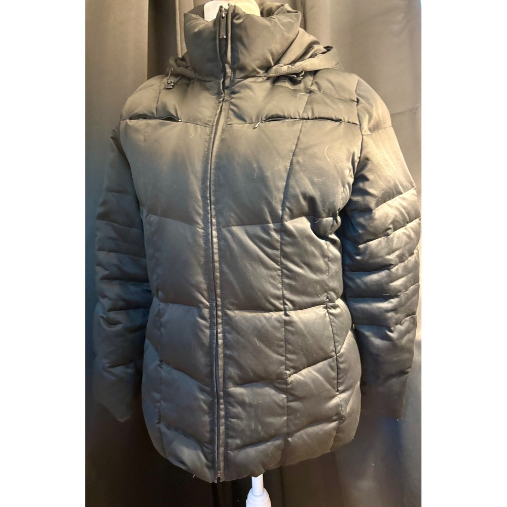 Calvin Klein Black Down Puffer Jacket Hooded Faux Fur Lining CWE13492 L